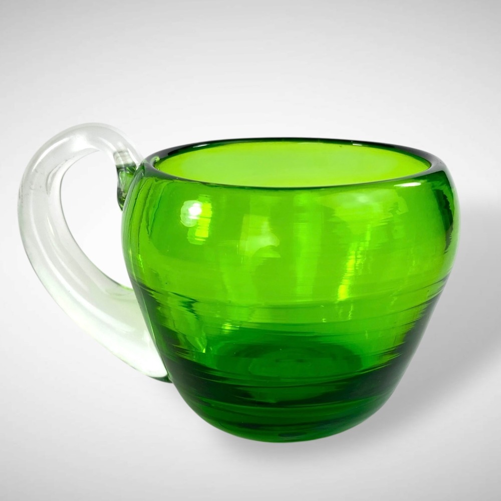 Scandinavian Emerald Punch Cups Set 11 Hand Blown MCM Pontil - Picture 6 of 10